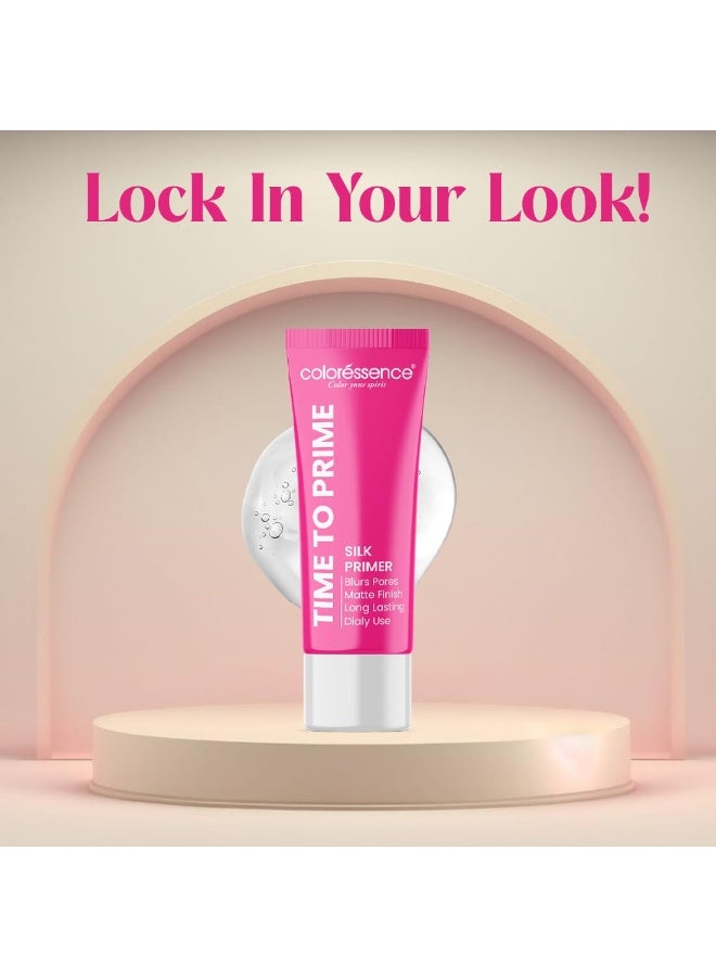 Coloressence Time to Prime Silk Primer for Face Makeup, 30ml | All Skin Types | Blurs Pores | Matte Finish | Long Lasting | Lightweight | Enriched with Vitamin E & Wheatgerm Oil Extracts - Image 2